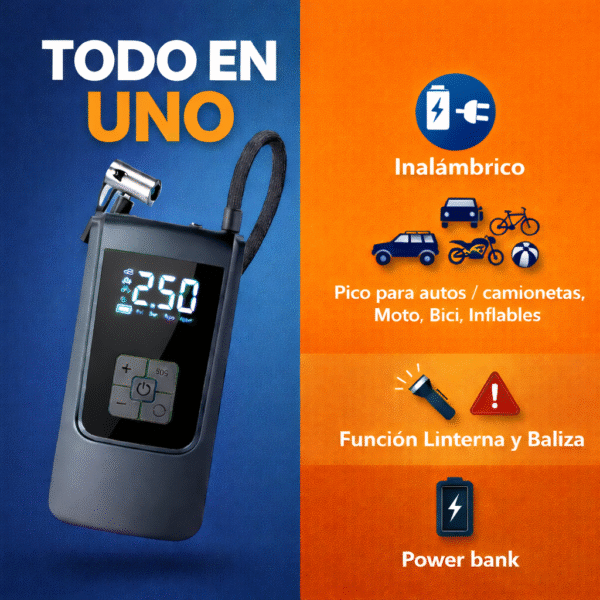 INFLADOR COMPRESOR PARA AUTO, MOTO, BICI, INFLABLES - Envío Gratis