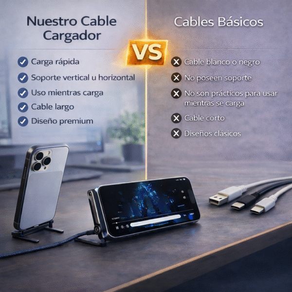 Cable USB-C 240W- Carga rápida con soporte plegable - ENVIO GRATIS