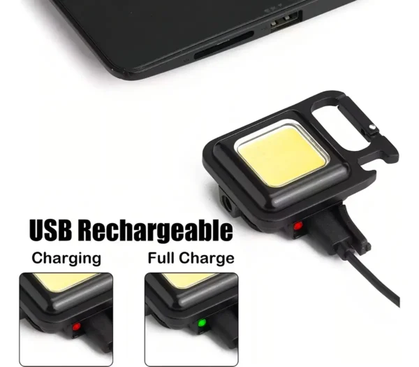 forma de carga Linterna Led Recargable Usb Potente Iman Llavero Destapador